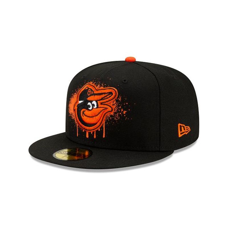 MLB Baltimore Orioles Drip Front 59Fifty Fitted (VQU8695) - Black New Era Caps